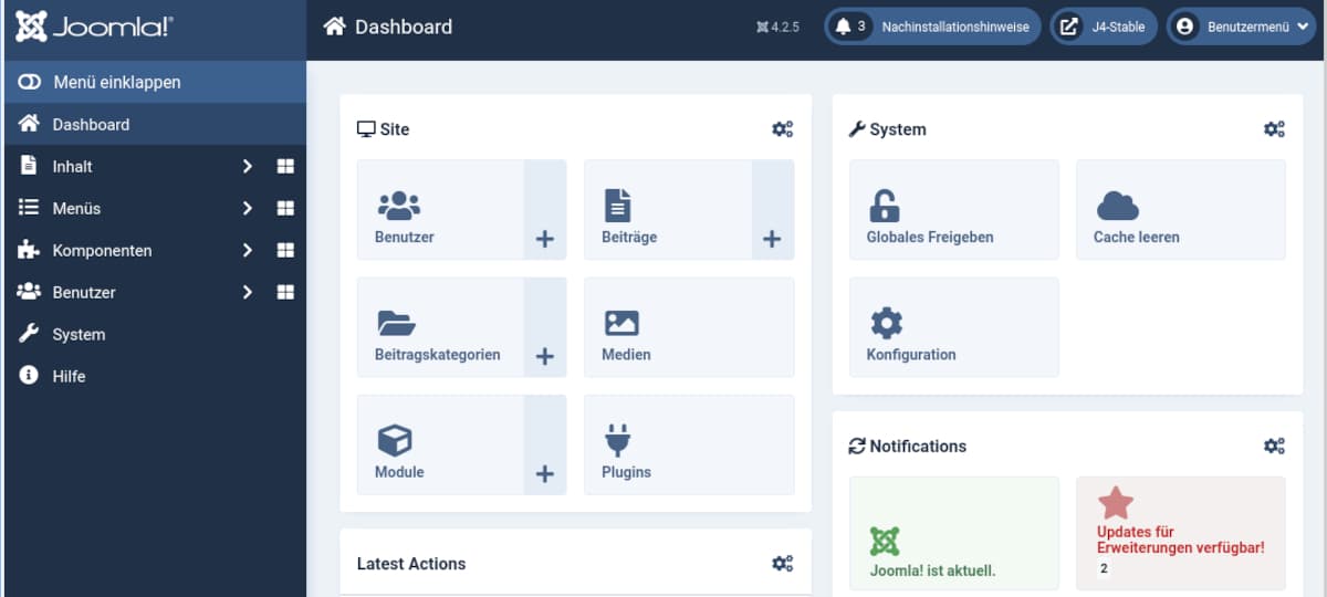 Joomla 4 Dashboard