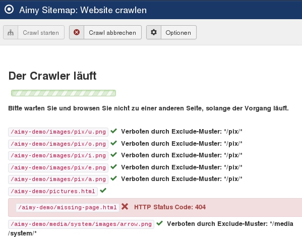 Crawlen der Website