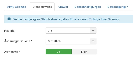 Optionen - Sitemap konfigurieren